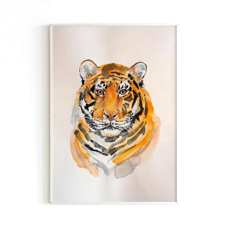 "Tiger watercolor painting" - Original Painting in multicolorassorted-colors by Alexandra Dzh