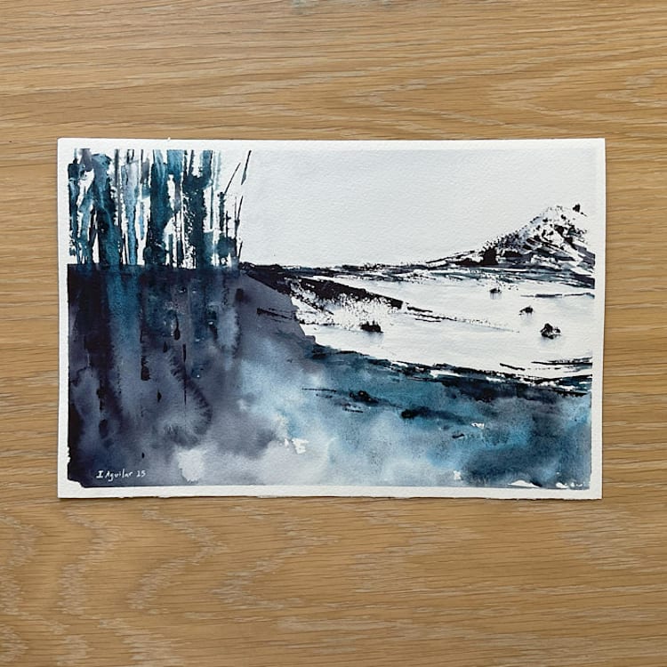"Frozen mountain 1" - Original Painting in blue by Isabel Aguilar Alonso