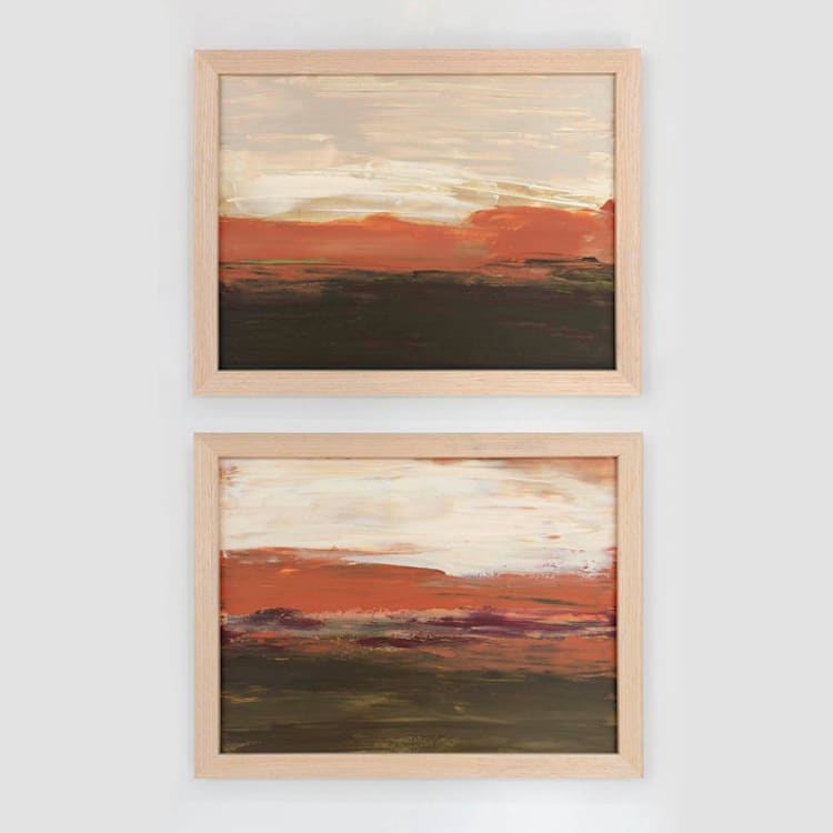 "Saffron Earth No. 1 and No. 2 - Original Set" - Original Painting in brown by Julia Contacessi