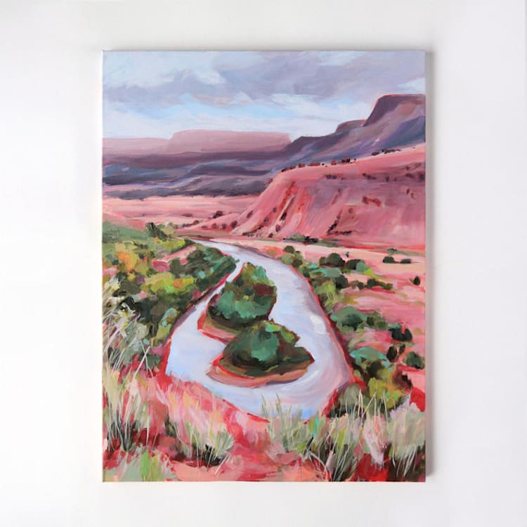 "River Chama 18x24 Unframed" - Original Painting in pink by Weronika Zubek