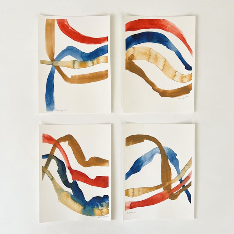"Primary Threads" - Original Painting in multicolorassorted-colors by Mary Gaspar