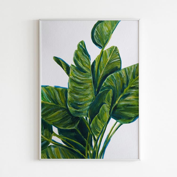 "Tropical mixed media original painting" - Original Painting in green by Alexandra Dzh