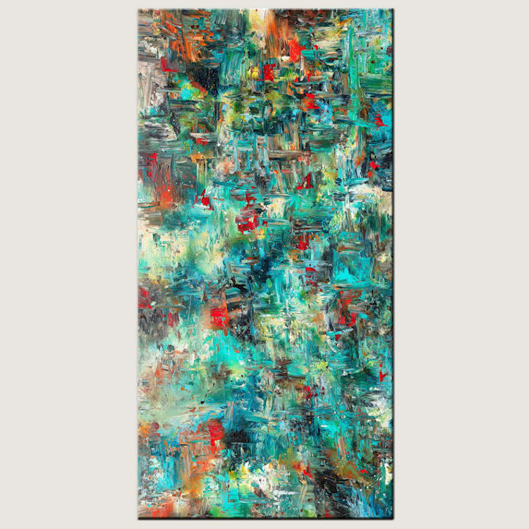 "Aquatic Blooms | Oversized Painting on Canvas" - Original Painting in green by Carmen Guedez