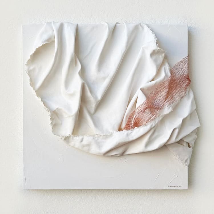 "Sculptural Linen Series: Muriel" - Original Painting in white by robyn lomauro