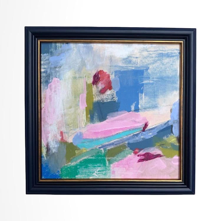 ""An Offering of Color" - 13 x 13 - Framed Original Painting" - Original Painting in multicolor by Sarah Mankin