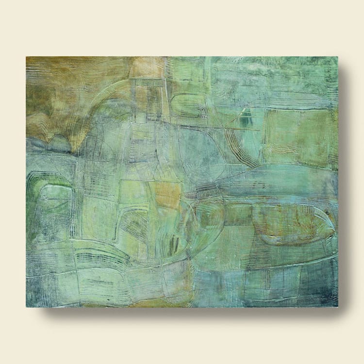 "Bimini Road" - Original Painting in green by Carol Barber