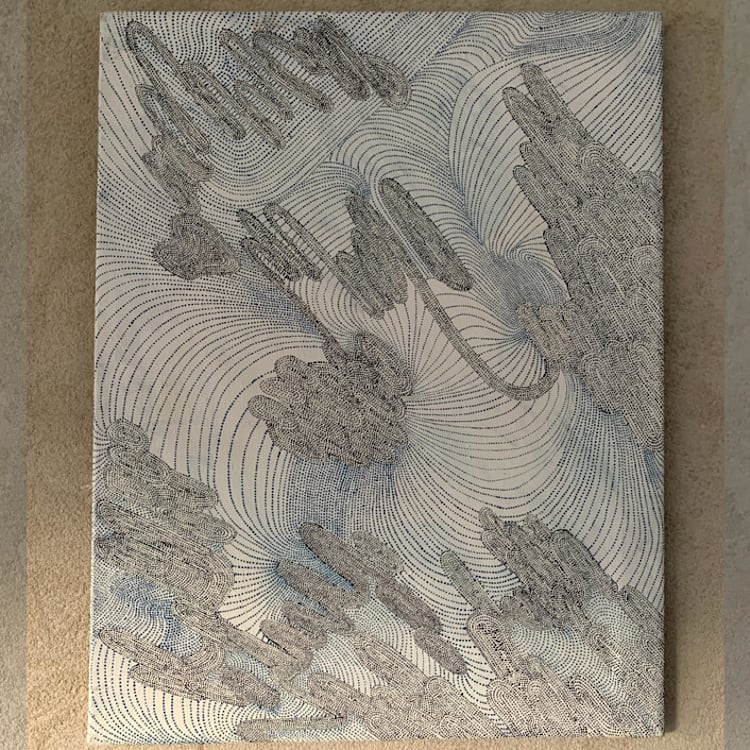 "Japandi" - Original Painting in white by Nina Leth
