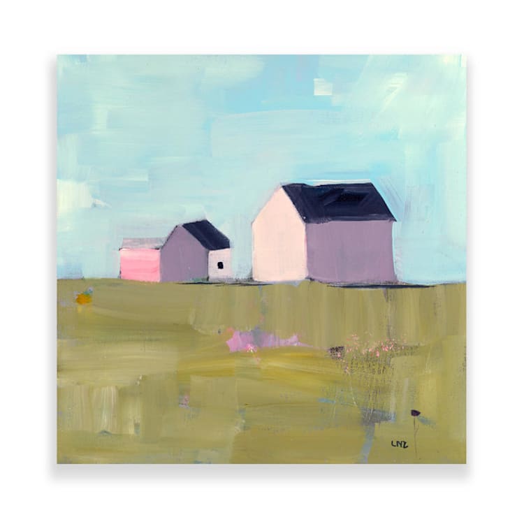 "Lilac Houses" - Original Painting in multicolor by Lindsay Megahed