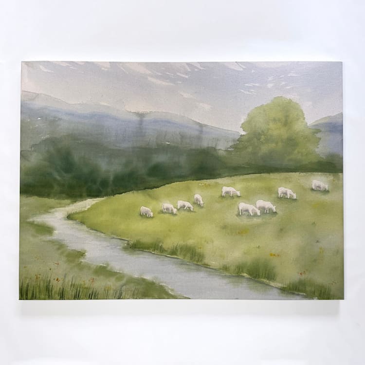 "Still Waters" - Original Painting in green by Holly Whitcomb