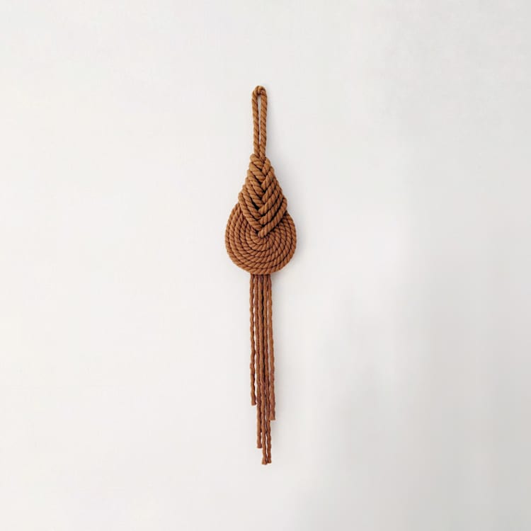 "Pipa Knot Wall Hanging in Camel" - Original Painting in brown by Damaris Kovach