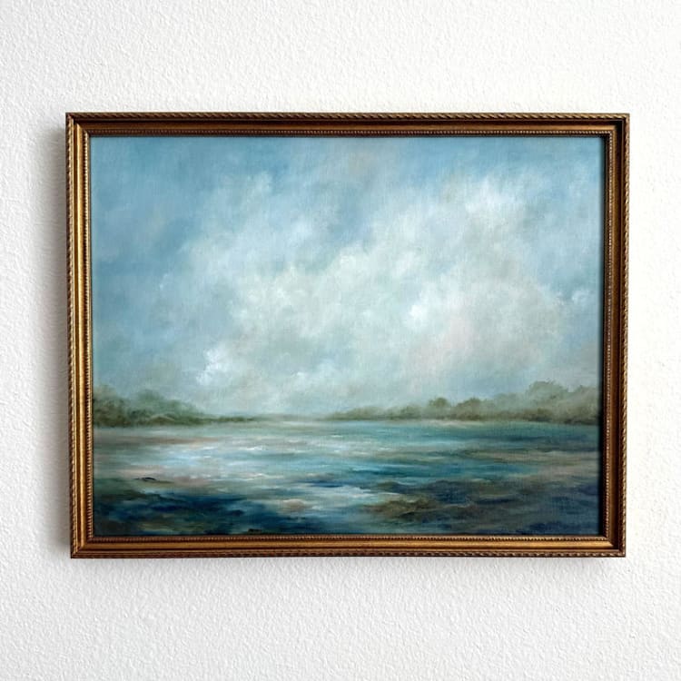 "low tide" - Original Painting in blue by Sara Swanson