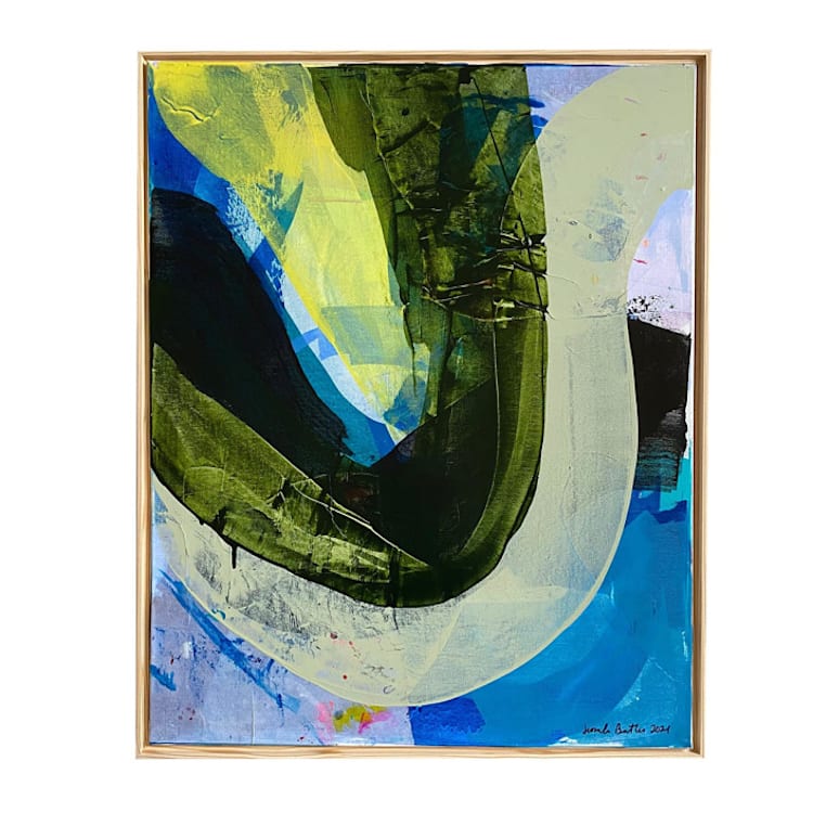 "Beach Bay" - Original Painting in green by Jessalin Beutler