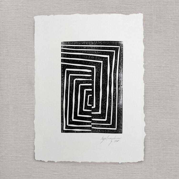 "Labyrinth" - Original Painting in black by Maja Cunningham