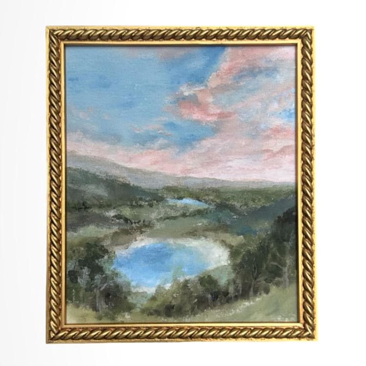 ""Beneath Cotton Candy Clouds" - 9 x 11 - Framed Original Painting" - Original Painting in multicolor by Sarah Mankin
