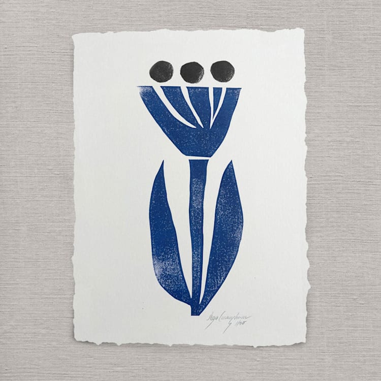 "blue dahlia" - Original Painting in blue by Maja Cunningham