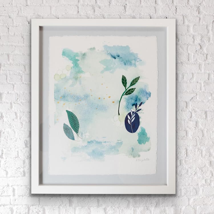 "Botanical no.2" - Original Painting in blue by Jocelyn Elizabeth