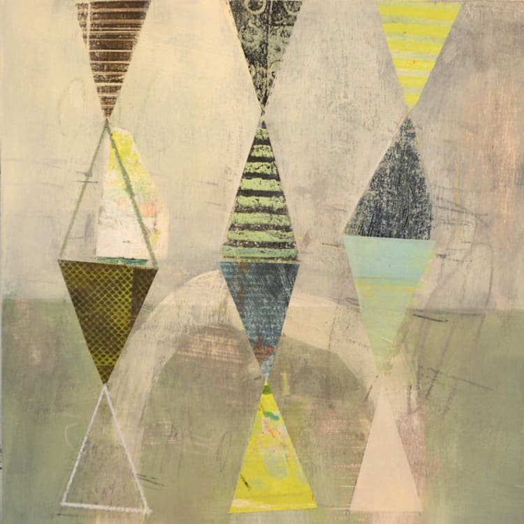 "Happy Go Lucky 3" - Original Painting in green by christy dehoog johnson