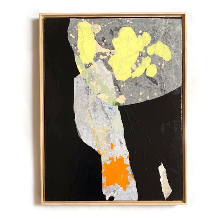 "Yellow Leaf Moon" - Original Painting in black by Jessalin Beutler
