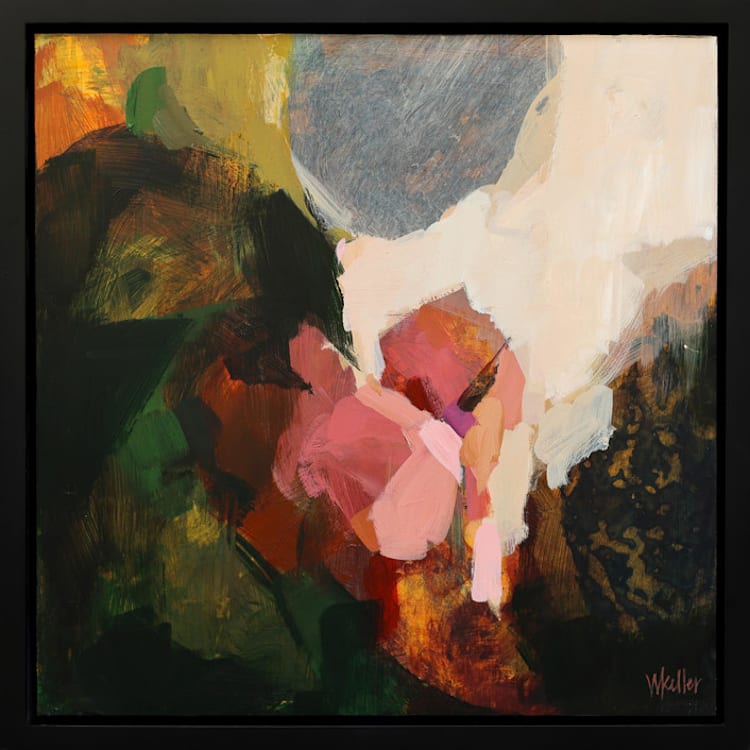 "Square Abstract No. 2" - Original Painting in pink by Wendy Keller