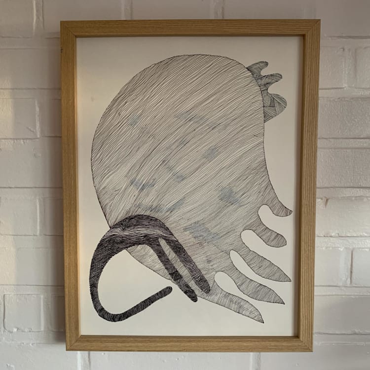 "Hiding shape" - Original Painting in black by Nina Leth
