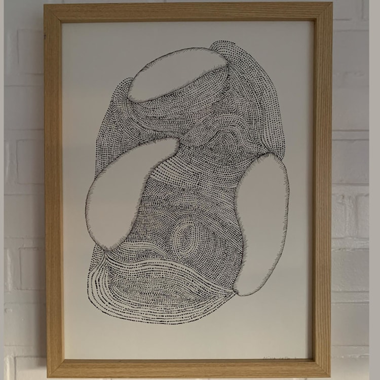 "Organism meeting" - Original Painting in black by Nina Leth