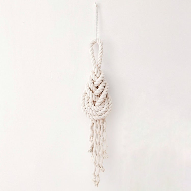 "Large Pipa Wall Knot, Off White" - Original Painting in beige by Damaris Kovach
