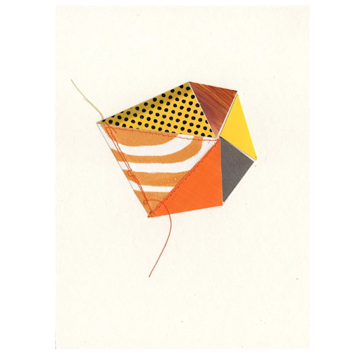"Stitched Geode 4" - Original Painting in orange by christy dehoog johnson