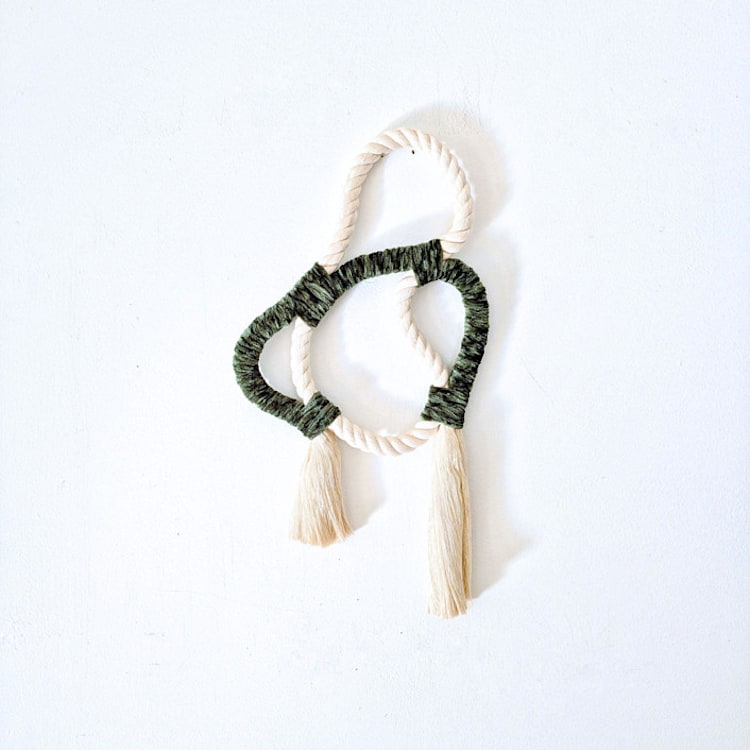 "THE ALVA Rope Art Wall Sculpture" - Original Painting in green by Damaris Kovach