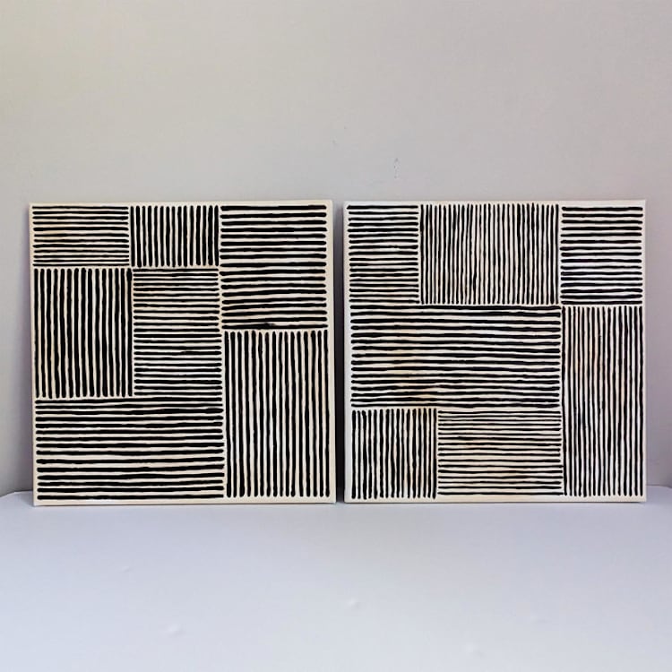 "Sketchy Pair | 16" x 16" | Set of 2" - Original Painting in brown by Katie Zimpel