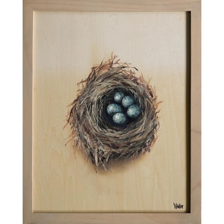 "Bird Nest" - Original Painting in brown by Wendy Keller