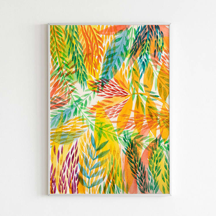 "Tropical original painting" - Original Painting in multicolorassorted-colors by Alexandra Dzh