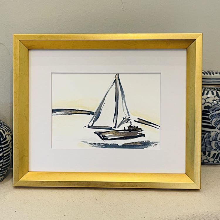"Give Us New Directions" - Original Painting in blue by Golden Lines and Silver Linings