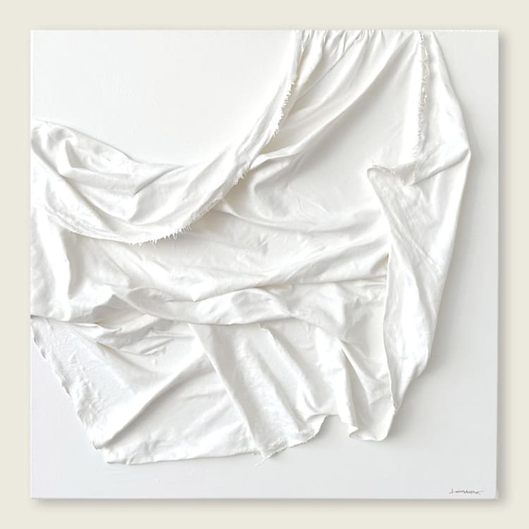 "Sculptural Linen Series: Irene" - Original Painting in white by robyn lomauro