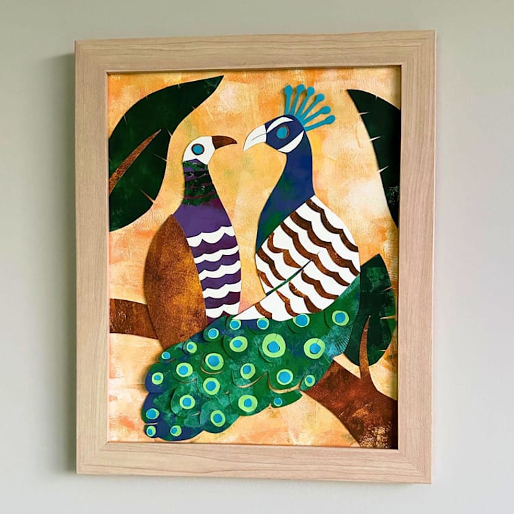 "Dancing Feathers" - Original Painting in yellow by Summer Tali Hilty
