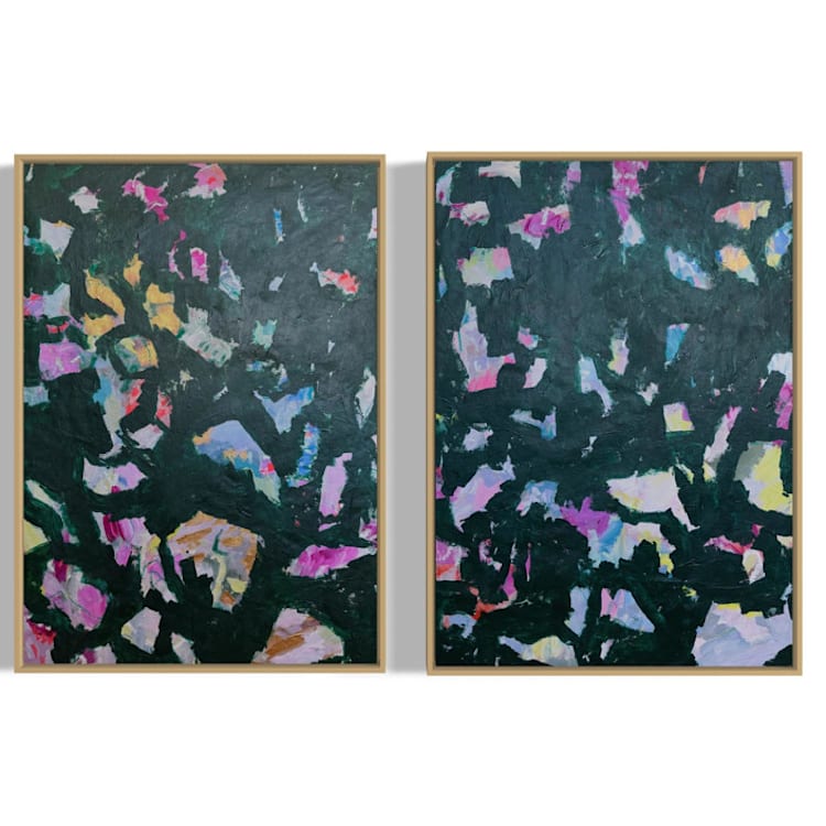 "Fragments No. 1 & Fragments No. 2" - Original Painting in green by Sarah Mankin