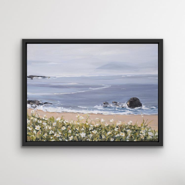 "Seaside Daisies" - Original Painting in blue by Arohika Verma
