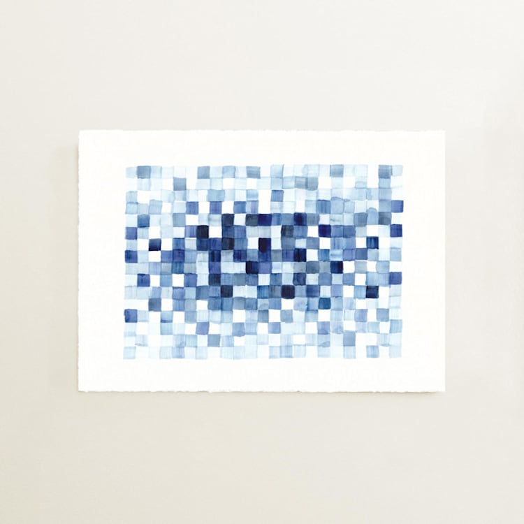 "Indigo Water Woven 01" - Original Painting in blue by Danushka Abeygoda