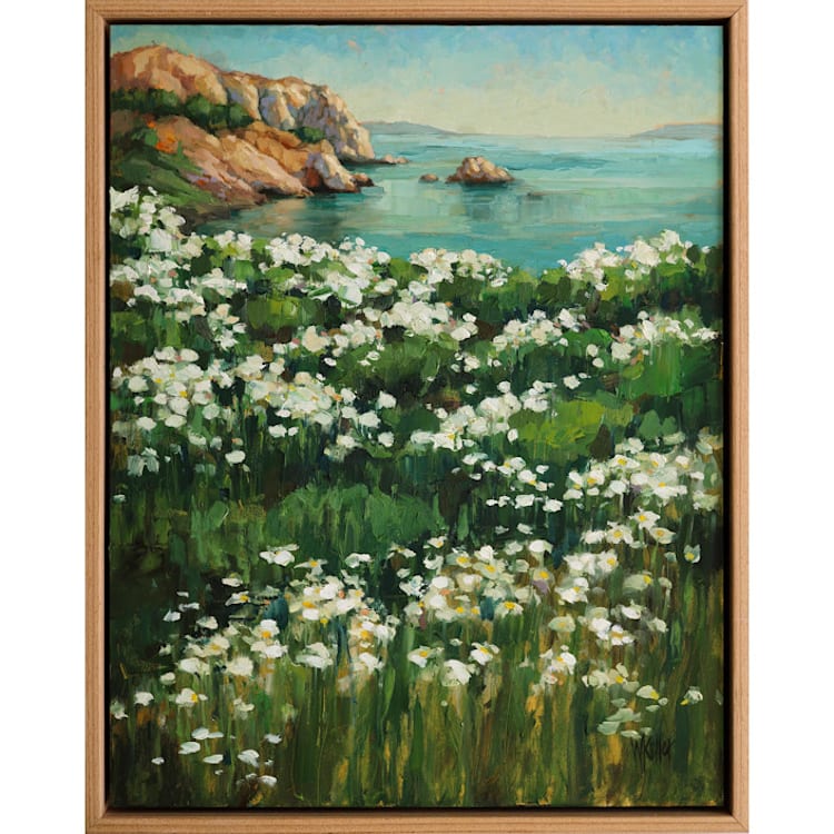 "Sea Cliff" - Original Painting in blue by Wendy Keller