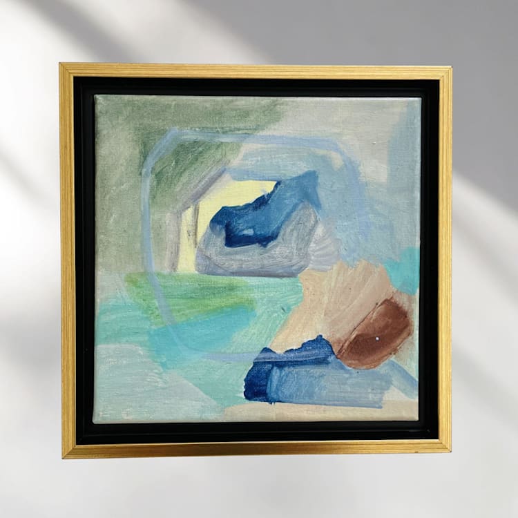 "Coastal Light Painting Original Abstract" - Original Painting in gray by Hilary L Hahn