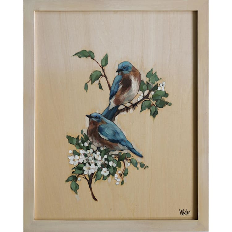"Birds" - Original Painting in blue by Wendy Keller