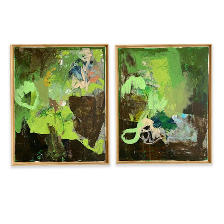 "Mossy 1 & 2" - Original Painting in green by Jessalin Beutler