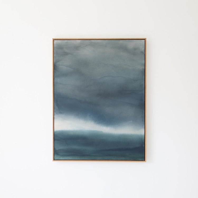 "Through the Quiet Glow" - Original Painting in blue by Rebecca King
