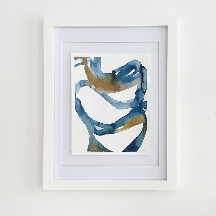 "Sun Dune River 2" - Original Painting in blue by Mary Gaspar