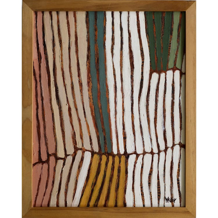 "Rows No. 2" - Original Painting in green by Wendy Keller