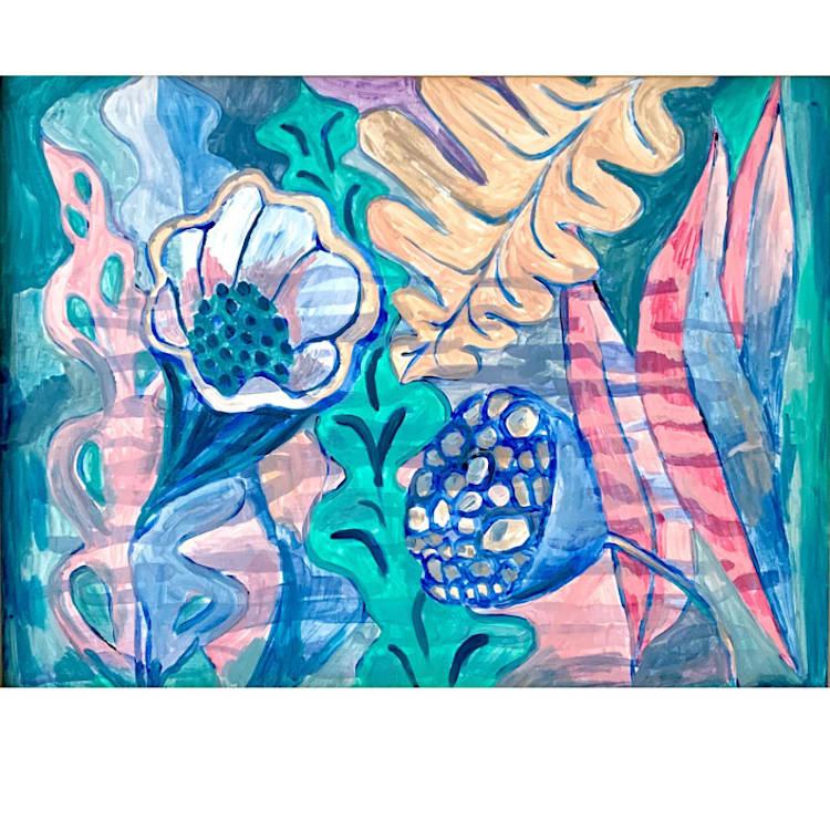 "Garden delight 2" - Original Painting in green by Nina Leth