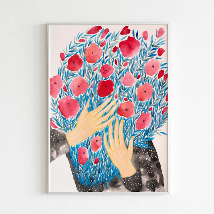 "Bouquet original painting" - Original Painting in multicolorassorted-colors by Alexandra Dzh