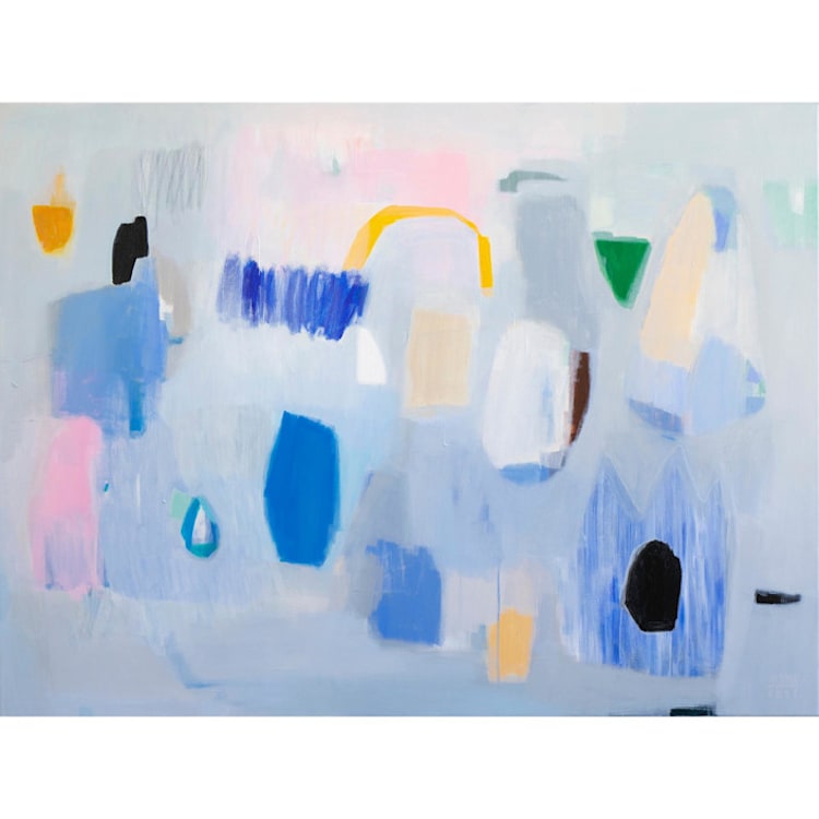 "Golden rain" - Original Painting in blue by Shina Choi