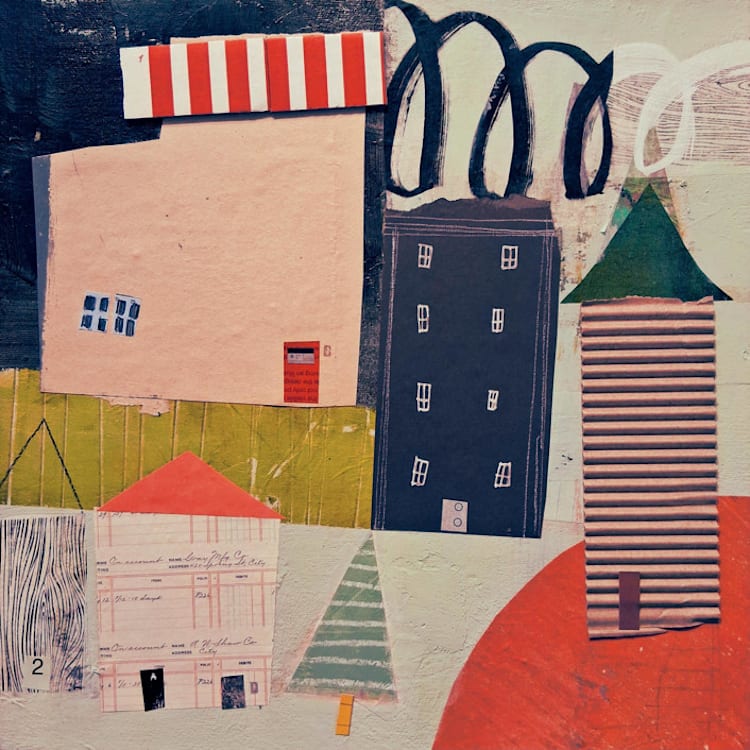 "Cityscape 1" - Original Painting in multicolorassorted-colors by christy dehoog johnson