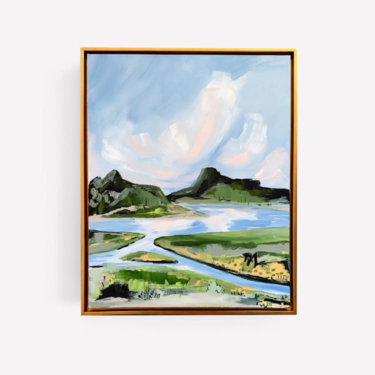 "Green River Bend" - Original Painting in multicolorassorted-colors by Green Barn Studio