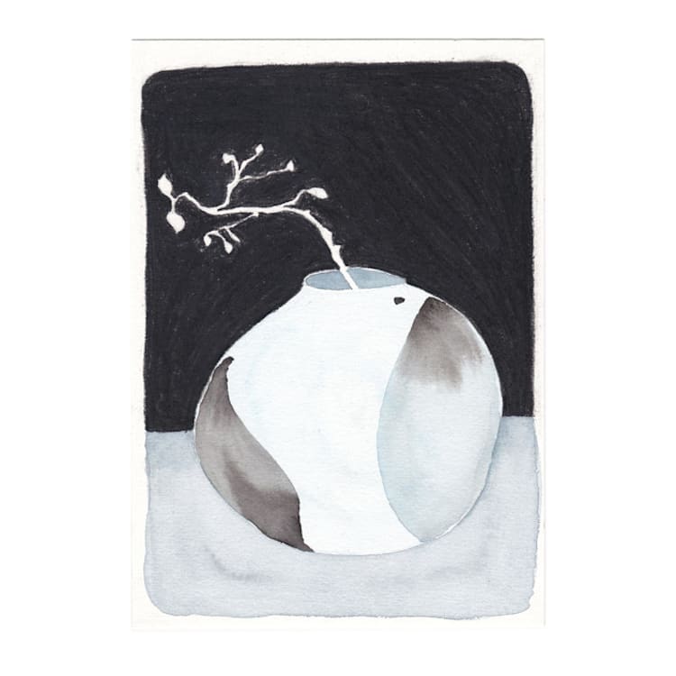 "Vessel Study - Vase" - Original Painting in black by Danushka Abeygoda